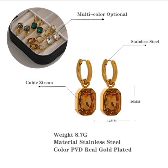 New!! 18k-gold plated Earrings - Cubic Zirconia Drop - Picture 2 of 9